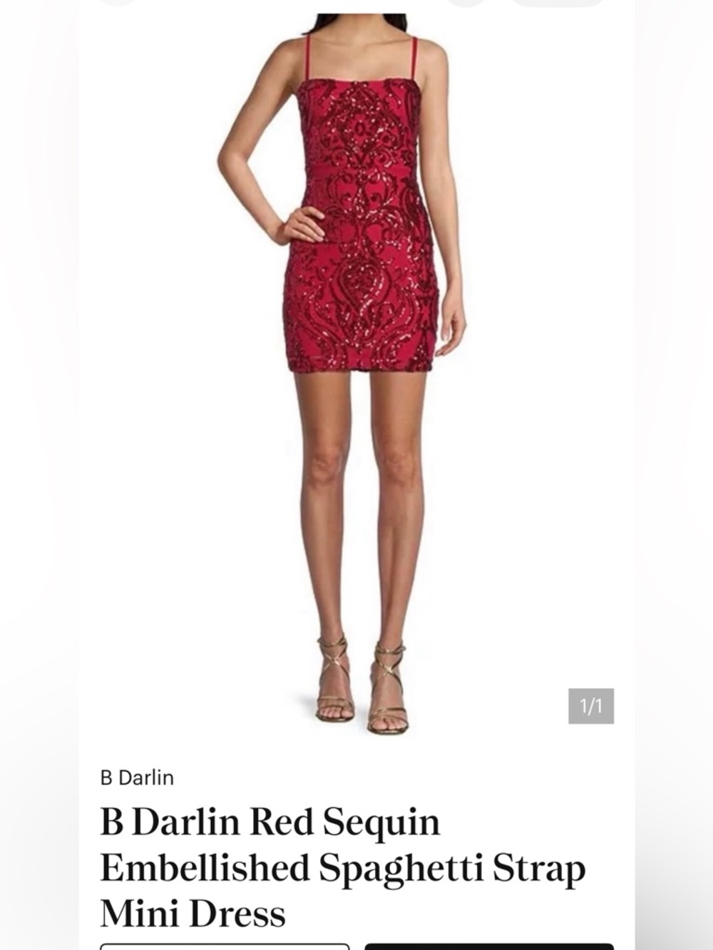B Darlin Red Sequin Spaghetti-Strap Tie back Prom / formal cocktail Dress.